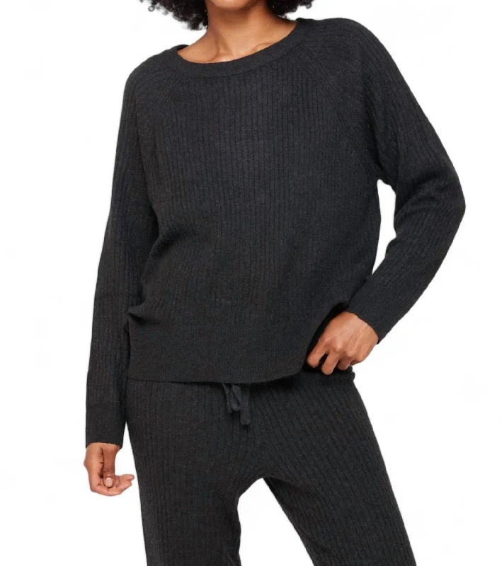 Luxe Essential Doutzen Ballet Sweater In Charcoal